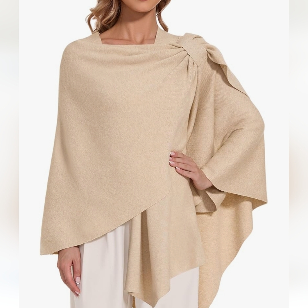 Puli Women's Beige Poncho Sweater Wrap.New No Tag